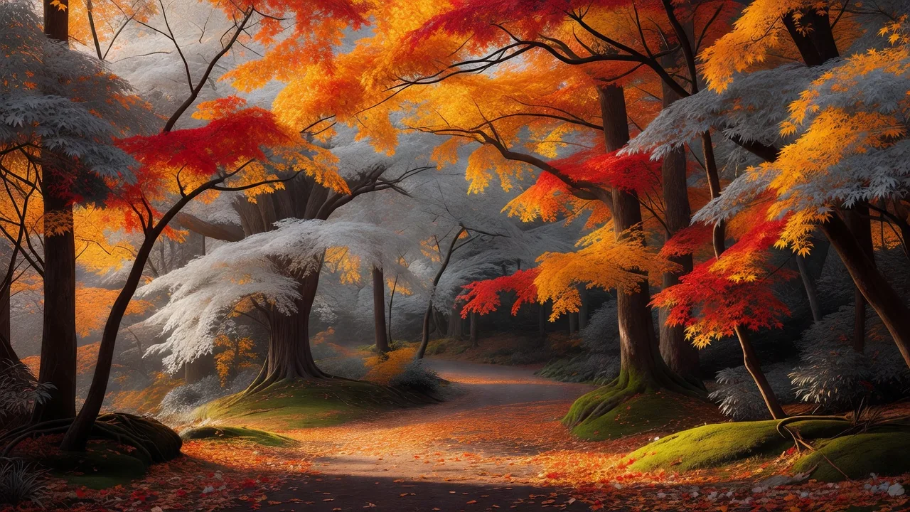 紅葉と灰楓の道